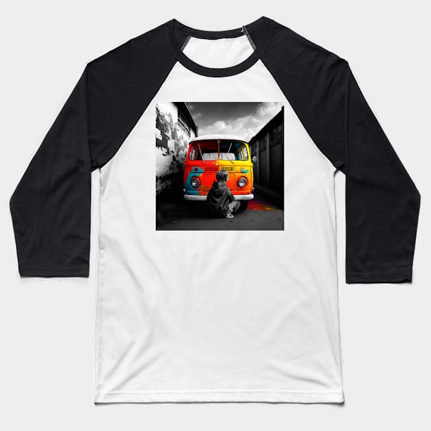 Life in Colour - Painted Van Baseball T-Shirt by AICreateWorlds